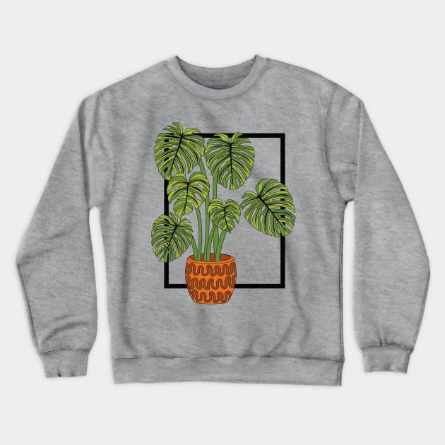 Simple modern monstera plant Crewneck Sweatshirt by Doodle Workshop